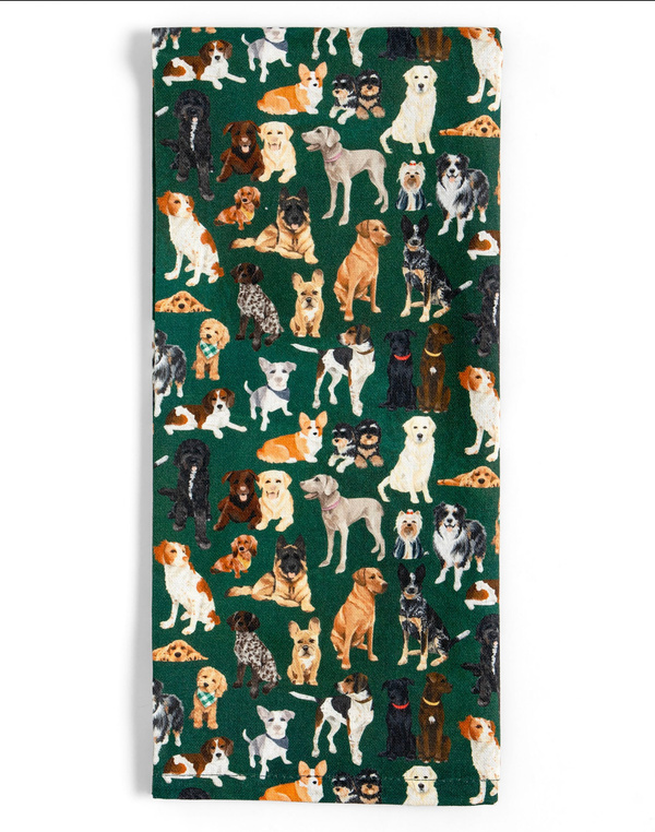 Furry Friends Dogs Green Kitchen Towel, 3 of 3