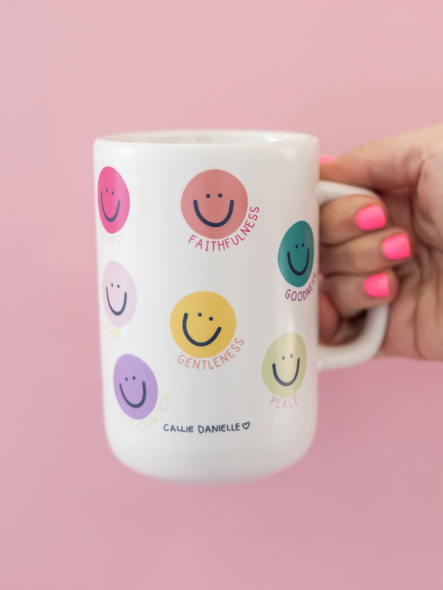 Smiley Fruits of the Spirit Faith-Inspired Tall Ceramic Mug, 1 of 3