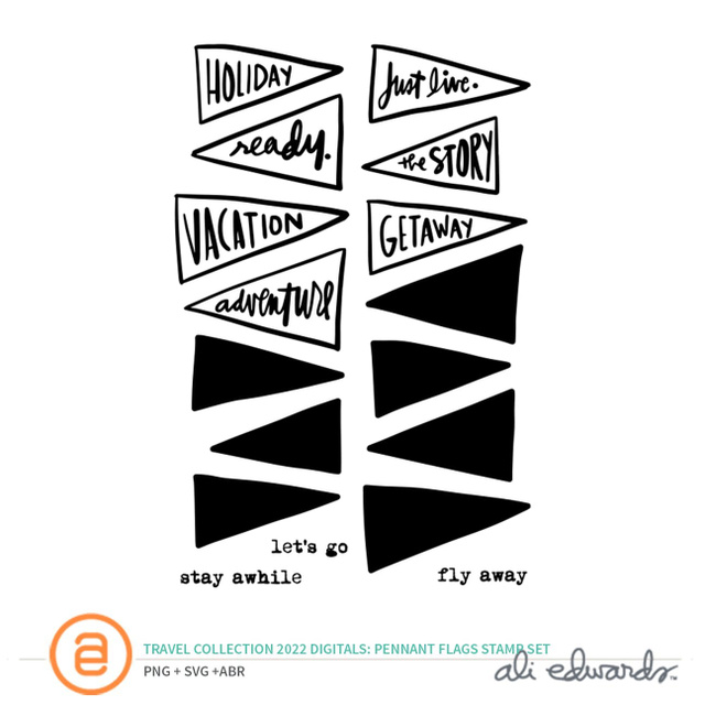 Travel Collection 2022 4×6 Pennant Flags Digital Stamp Set, 1 of 1