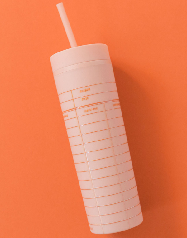 Library Card 16oz Skinny Acrylic Tumbler - Peach, 1 of 3