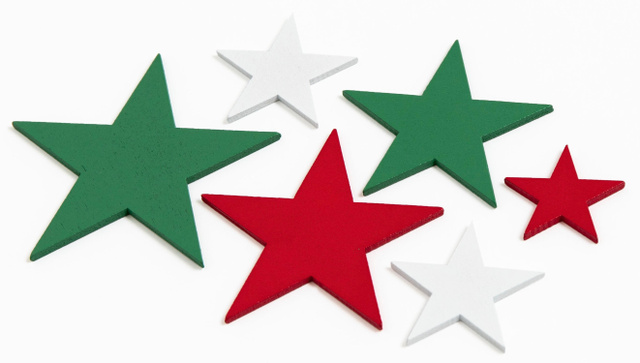 Red, White & Green Painted Wood Veneer Stars, 2 of 3