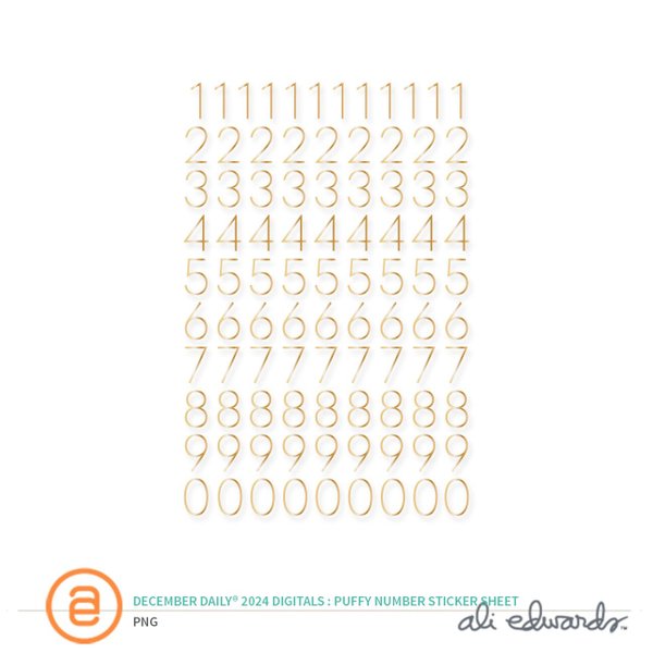 December Daily® 2024 Digital Puffy Number Sticker Sheet, 1 of 1