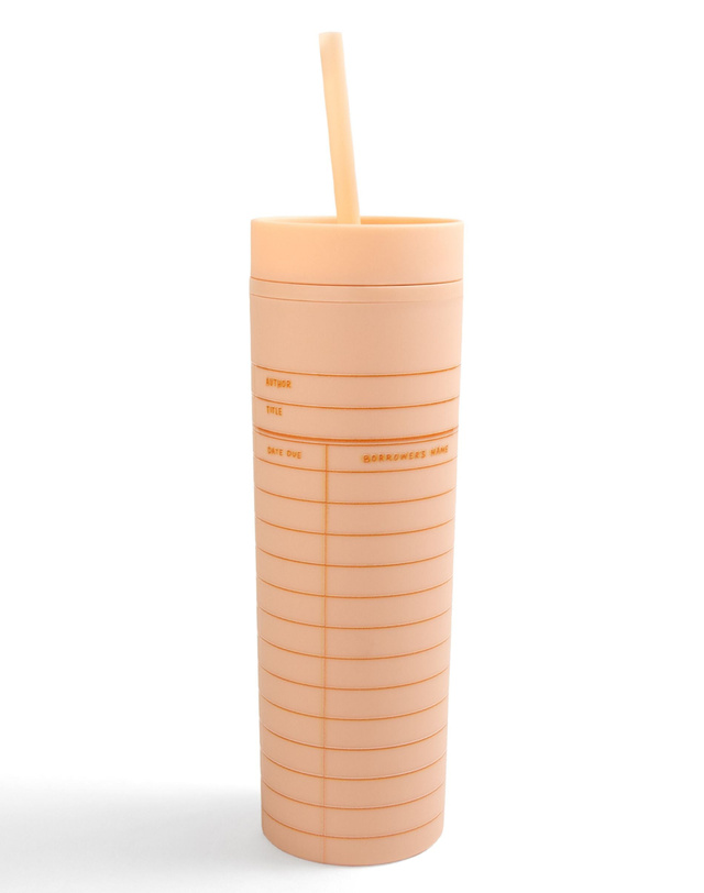 Library Card 16oz Skinny Acrylic Tumbler - Peach, 3 of 3