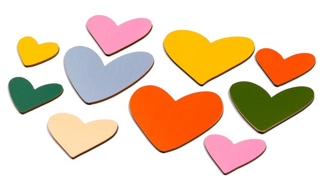 Painted Wood Veneer Hearts, 2 of 4