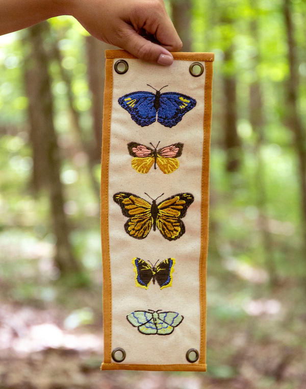 Flutter Friends Butterfly Embroidered Canvas Banner, 1 of 6