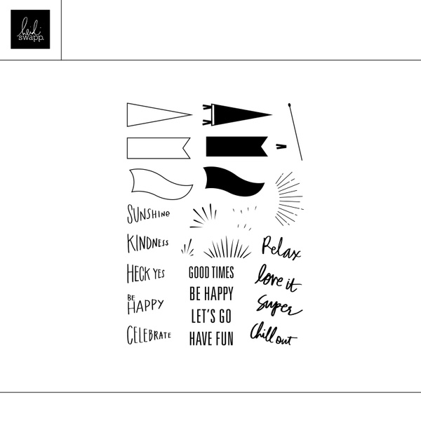 Digital Be Happy Pennant Flags 6×8 Stamp Set, 1 of 1