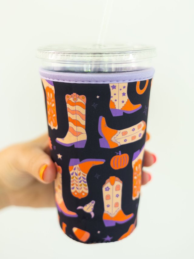 Halloween Western Cowgirl Boots Drink Sleeve, 1 of 4