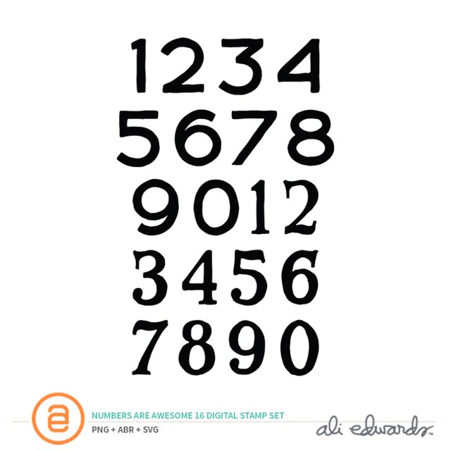 Numbers Are Awesome #16 Digital Stamp Set	, 1 of 1