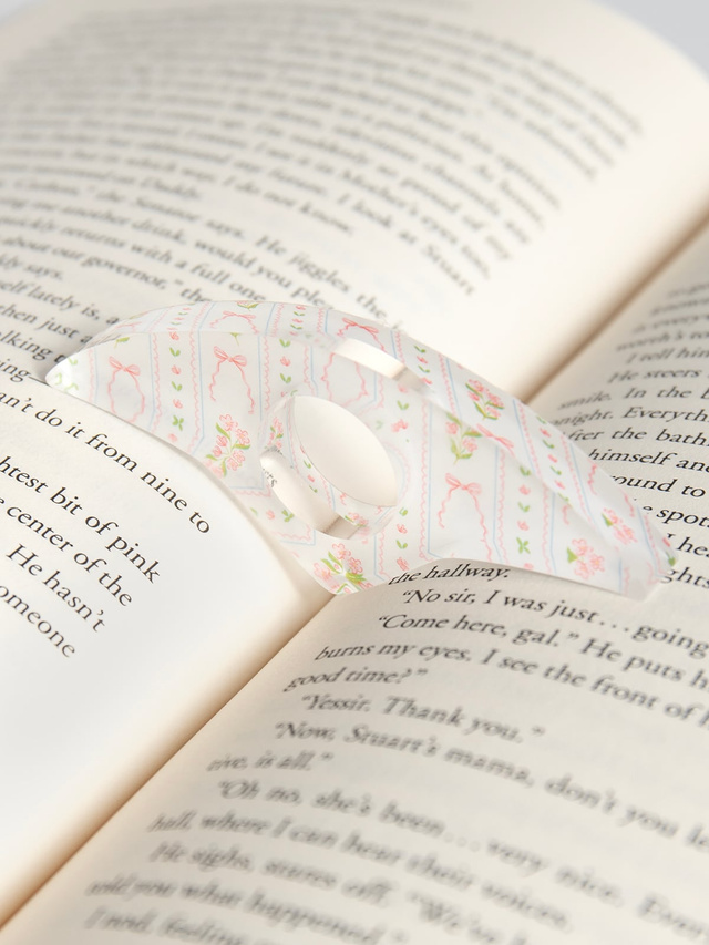 Pink Floral & Coquette Bows Thumb Book Page Holder, 1 of 7