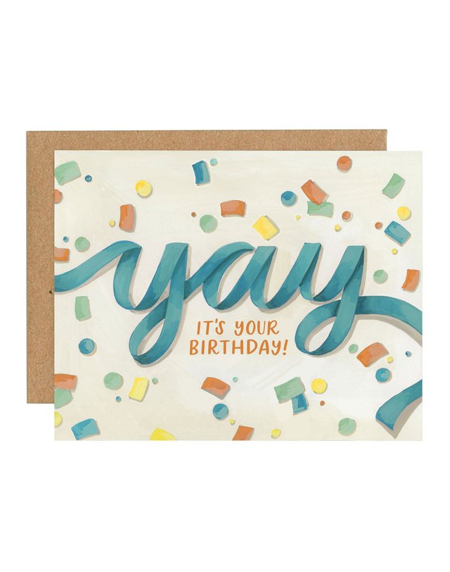 Birthday Ribbon Yay Greeting Card, 1 of 1