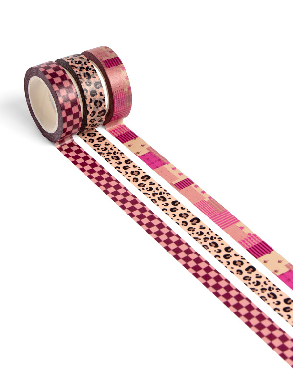 Quilted Patchwork, Checkered & Leopard Print Washi Tape Set, 1 of 1