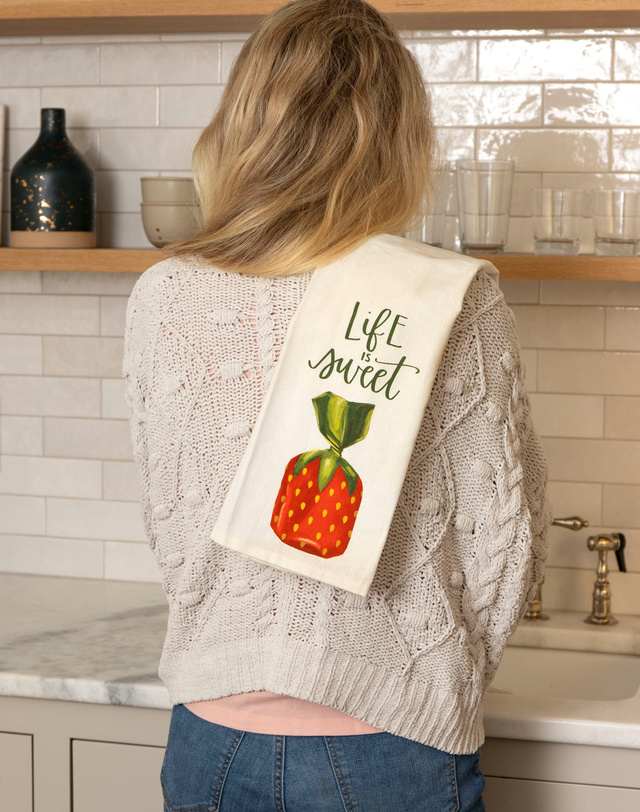 Life is Sweet Strawberry Candy Kitchen Towel, 2 of 3