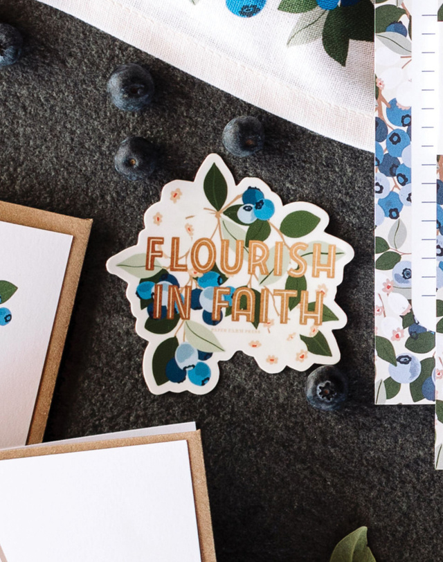 Flourish In Faith Blueberry Decal sticker, 1 of 2
