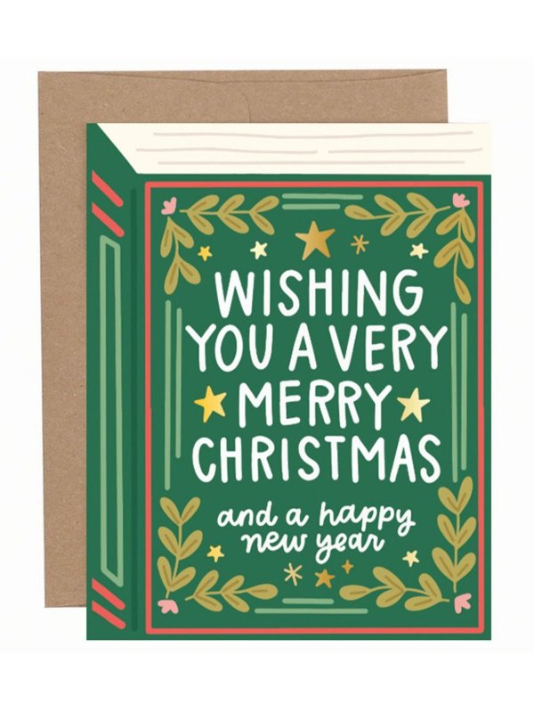 Very Merry Christmas Book Holiday Greeting Card, 1 of 1