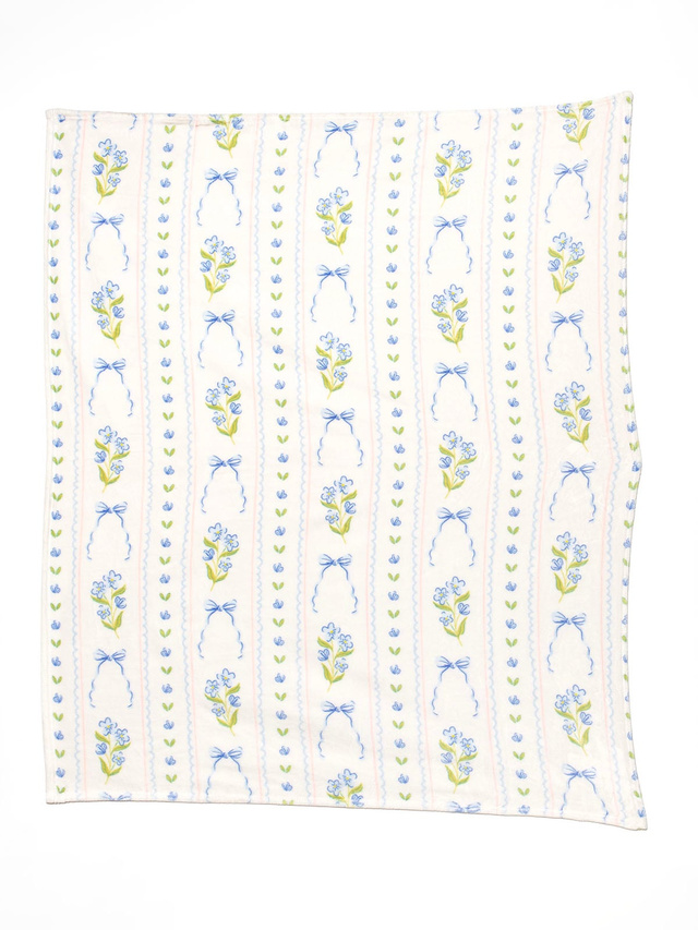 Blue Floral & Coquette Bows Fleece Throw Blanket, 6 of 6