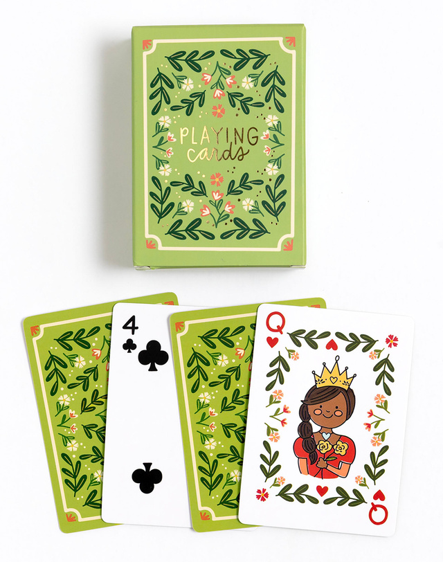 Green Floral Deck of Playing Cards, 7 of 7