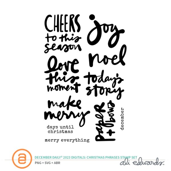 December Daily® 2023 Digital 4×6 Ali's Christmas Phrases Stamp Set, 1 of 1