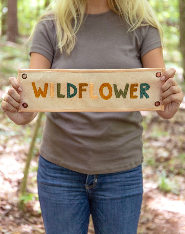 Wildflower Embroidered Canvas Banner, 1 of 6