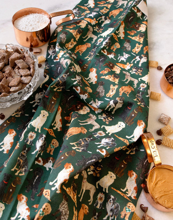 Furry Friends Dogs Green Kitchen Towel, 2 of 3