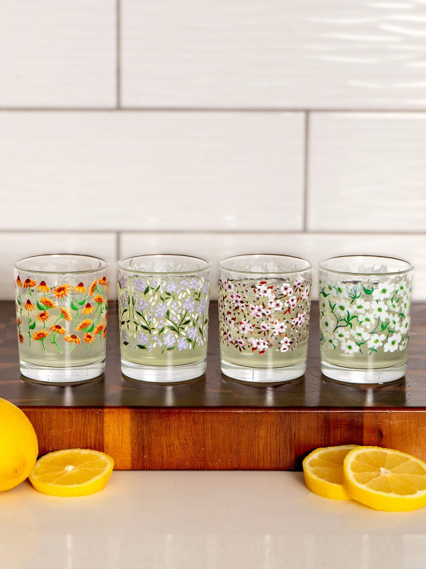 Floral Short Juice Glass Set, 1 of 5