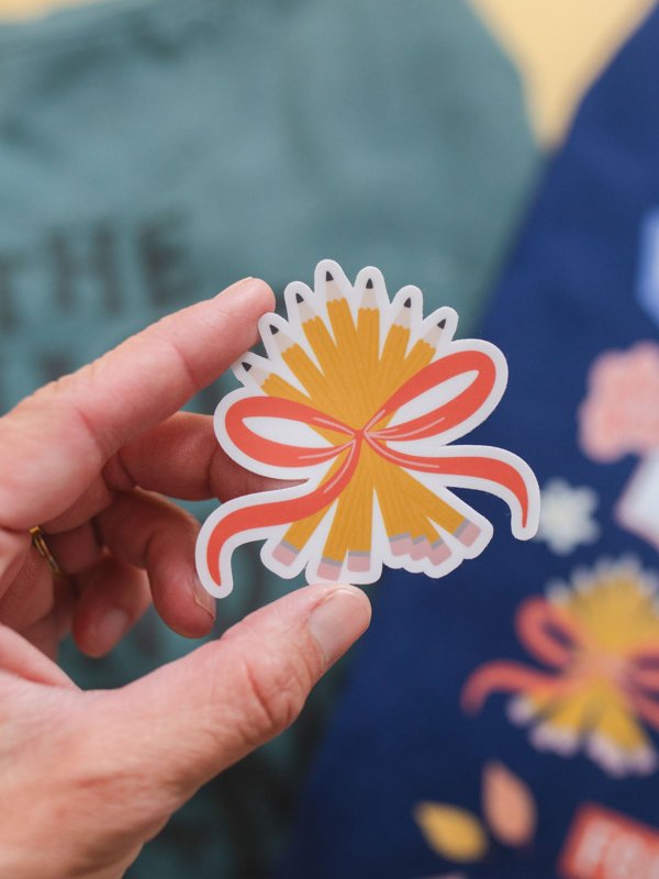 Pencil Bouquet Bow Decal Sticker, 1 of 2