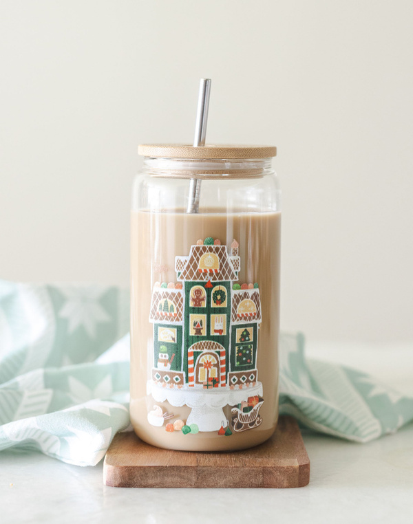Gingerbread House 16oz Glass Can, 1 of 3