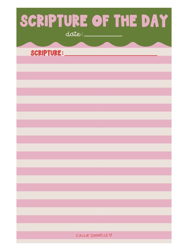 Scripture of the Day Pink & Green 4×6 Notepad, 1 of 1