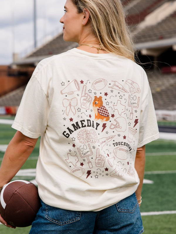 College Station Football Game Day Tee - Ivory, 1 of 6