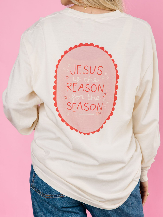 Jesus is the Reason Christmas Long-Sleeve Tee - Ivory, 1 of 5
