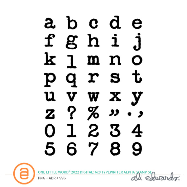 One Little Word® 2022 Typewriter Alpha Digital Stamp Set, 1 of 1