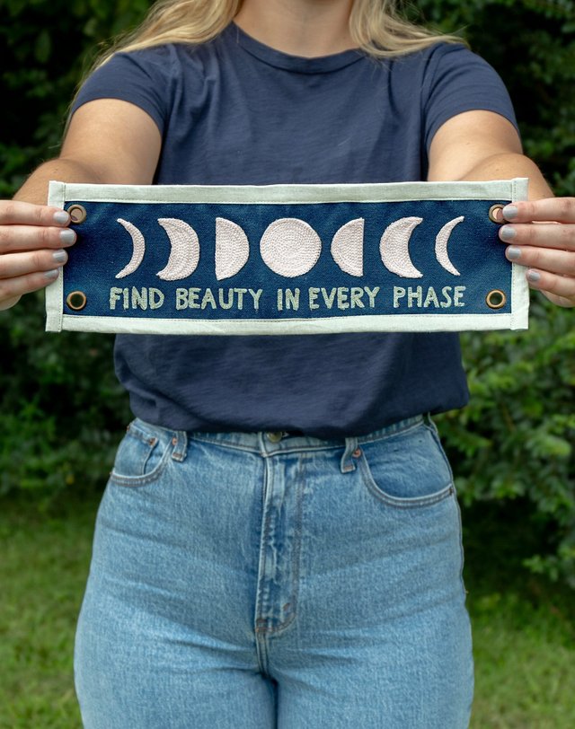 Find Beauty Embroidered Canvas Banner, 1 of 4