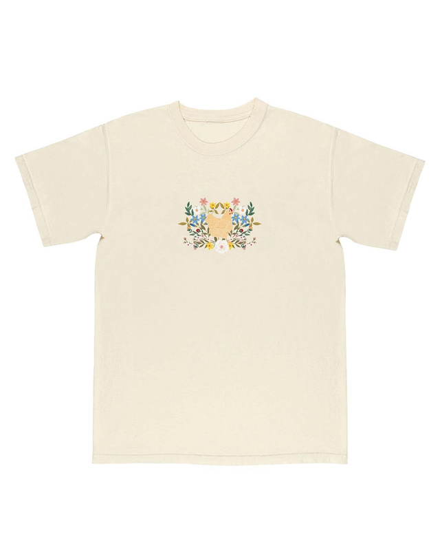 Chicken & Flowers Tee - Ivory, 2 of 5