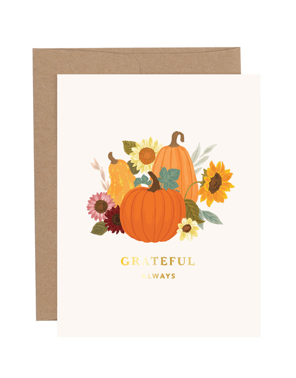 Grateful Always Pumpkin Greeting Card, 1 of 2