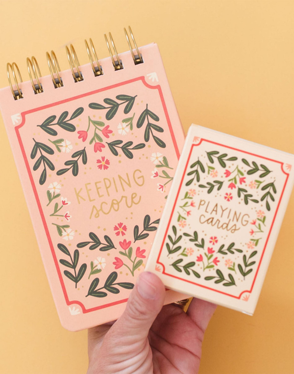 Floral Game Night Set of Playing Cards + Scorekeeping Notebook, 1 of 8