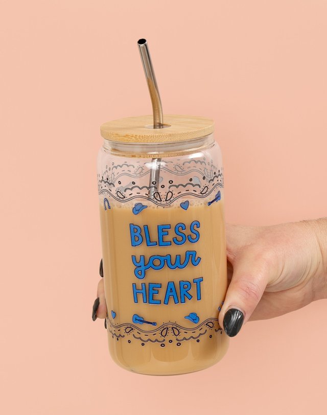Bless Your Heart Western Glass Can, 1 of 2
