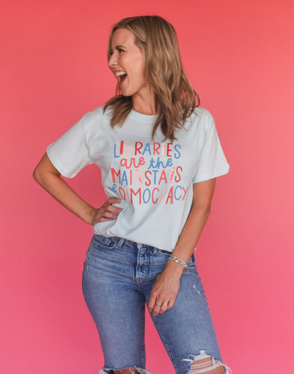 Libraries Are The Mainstays Of Democracy  Tee - Chambray, 3 of 4