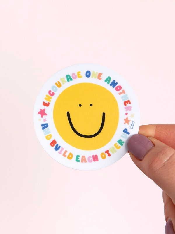 Encourage One Another Smiley Face Decal Sticker, 1 of 4