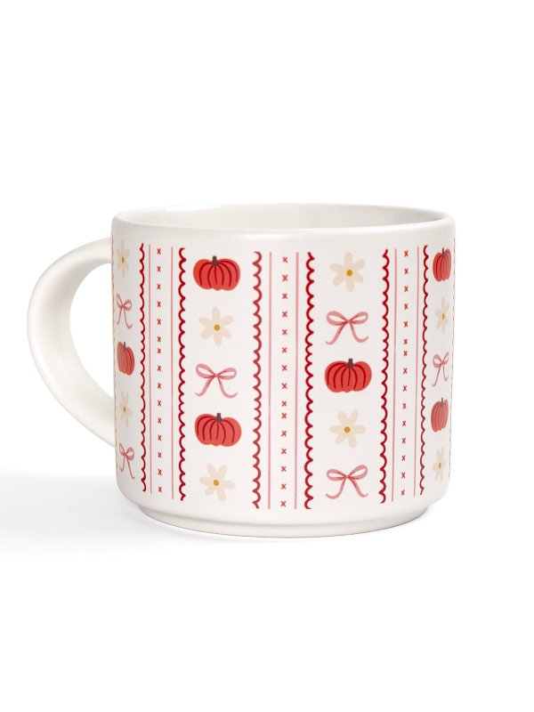Pumpkins, Bows & Florals Fall Large Ceramic Coffee Mug, 4 of 4