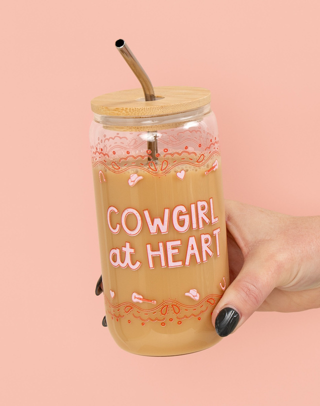 Cowgirl At Heart Western Glass Can, 1 of 2