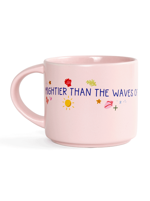 Mightier Than The Waves Coastal Faith Large Ceramic Mug, 1 of 3