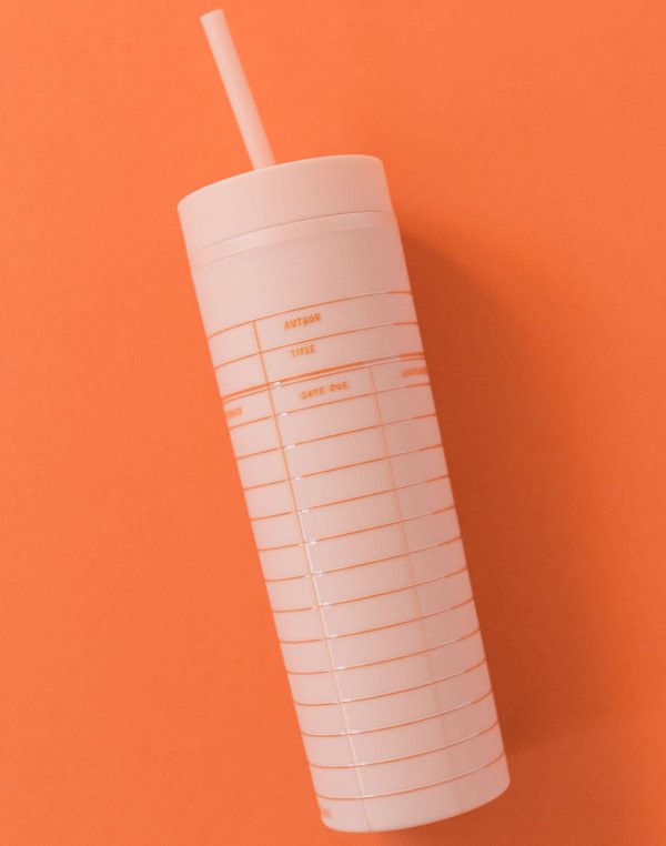 Library Card 16oz Skinny Acrylic Tumbler - Peach, 1 of 3