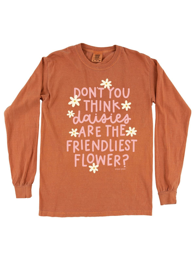 Daisies Are The Friendliest Flower Long-Sleeve Tee - Yam, 3 of 3