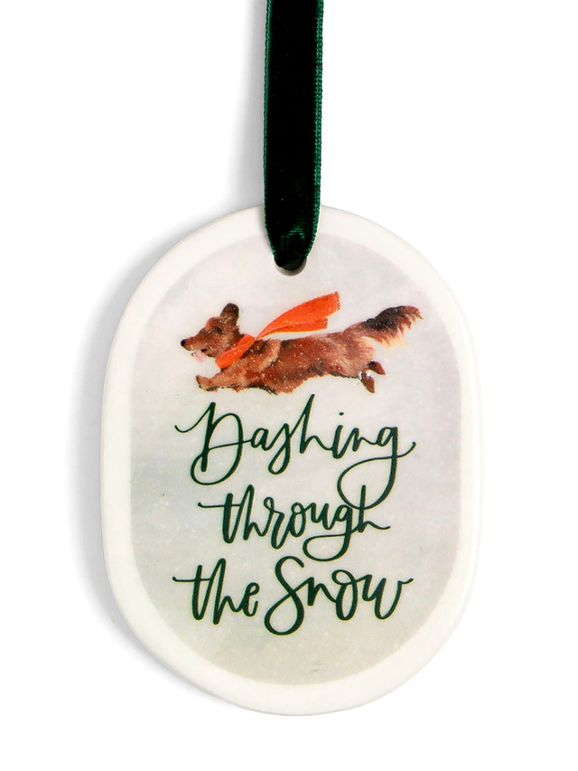 Dashing Through The Snow Dog Christmas Ornament, 1 of 2