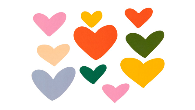 Painted Wood Veneer Hearts, 1 of 4