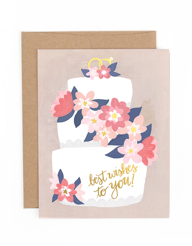 Wedding Cake Best Wishes Foil Greeting Card, 1 of 1