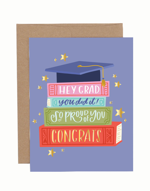 Grad Book Stack Graduation Greeting Card Grad Book Stack Graduation Greeting Card