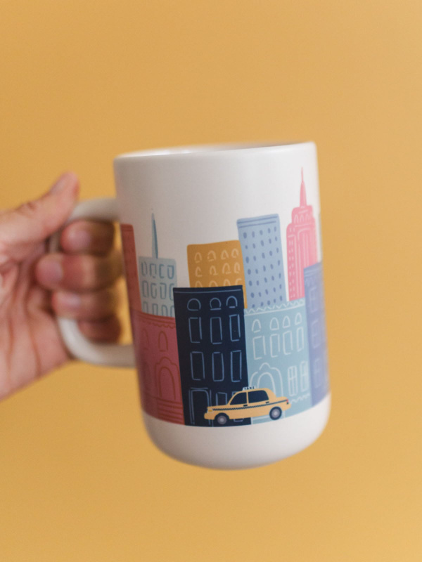 City Skyline & Taxi Cab Tall Ceramic Coffee Mug, 2 of 5