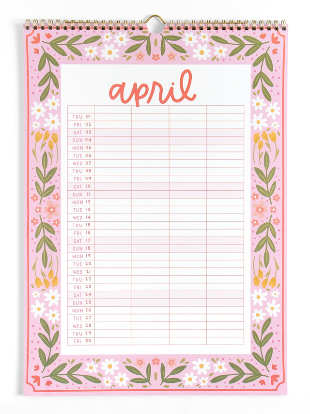 Family Planner 2027 Floral Spiral Hanging Wall Calendar, 10 of 10