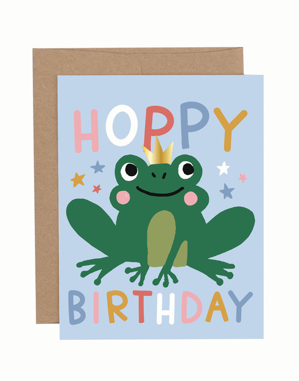 Hoppy Birthday Frog Greeting Card, 1 of 1