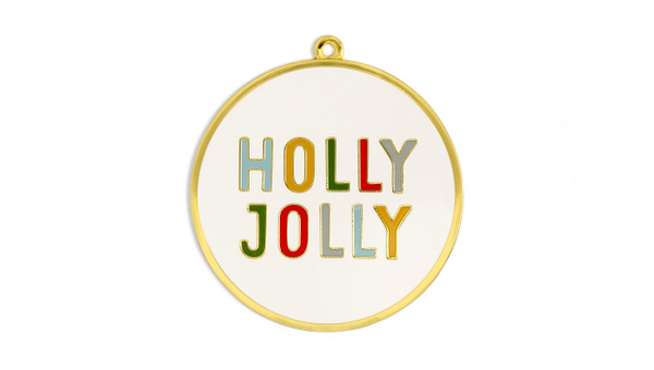 Holly Jolly Enamel Ornament, 1 of 2